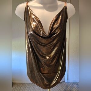 Torrid Shimmering Liquid Bronze Cowl Neck Camisole